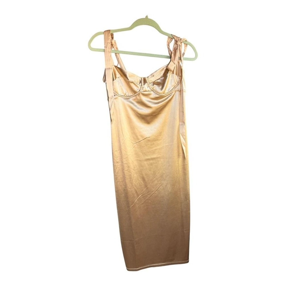 Intimately Free People Gold Satin Corset Midi Dress Size M